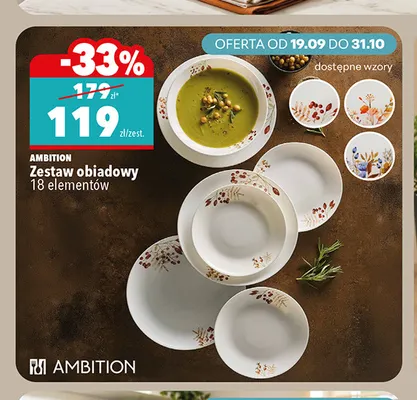 Zestaw obiadowy 18 elementów Ambition promocja w Biedronka