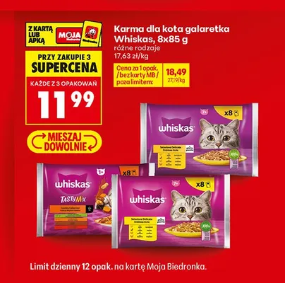 Karma dla kota w galaretce Whiskas Tasty Mix 8-pak 85 g promocja w Biedronka