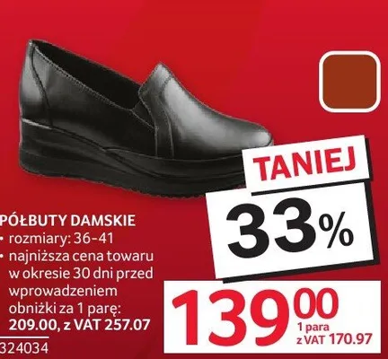 Półbuty damskie rozmiary 36-41 promocja w Selgros
