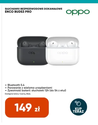 Słuchawki bezprzewodowe dokanałowe Oppo Enco Buds3 Pro promocja w Max Elektro