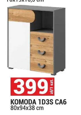 Komoda 1D3S CA6 80x94x38cm promocja w Merkury Market