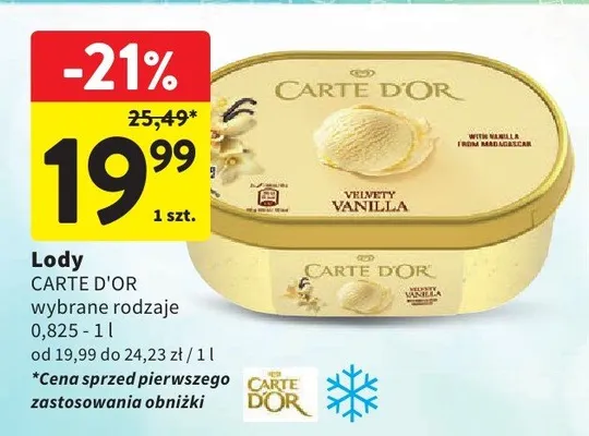 Lody Carte D'Or promocja w Intermarche