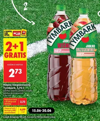 Napój niegazowany Tymbark jabłko-wiśnia promocja w Biedronka