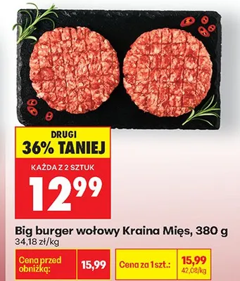 Big burger wołowy Kraina Mięs promocja w Biedronka