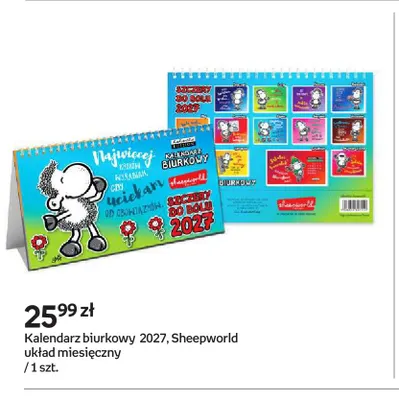 Kalendarz biurkowy 2027 Sheepworld układ miesięczny promocja w Empik