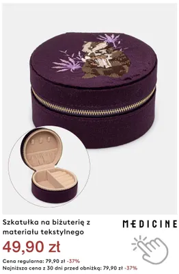 Szkatułka na biżuterię z materiału tekstylnego Medicine promocja w Medicine