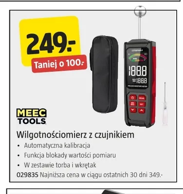Wilgotnościomierz z czujnikiem Meec Tools promocja w Jula