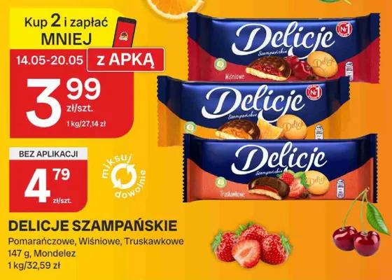 Ciastka Delicje Szampańskie Pomarańczowe Mondelez promocja w Chorten