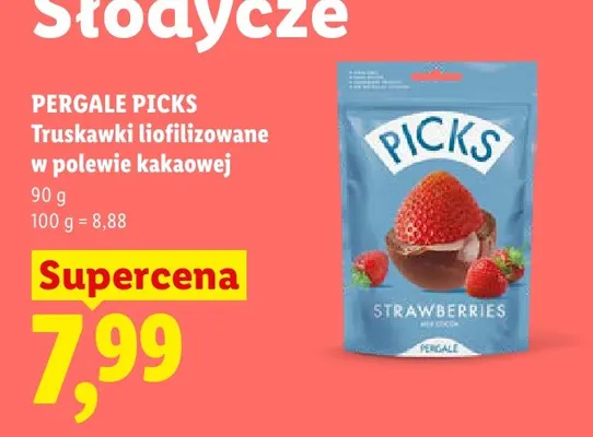 Truskawki liofilizowane w polewie kakaowej Pergale Picks promocja w Lidl