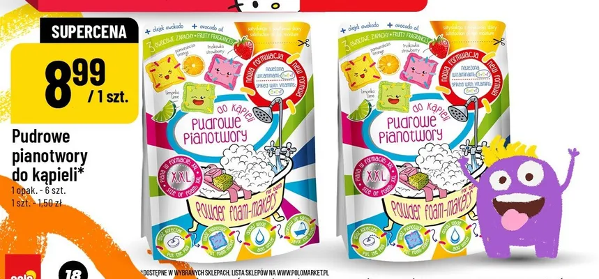 Pudrowe pianotwory do kąpieli 6-pak promocja w POLOmarket