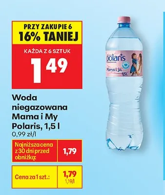 Woda niegazowana Mama i My Polaris promocja w Biedronka