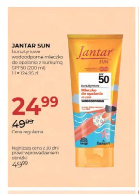Mleczko do opalania Jantar Sun bursztynowe wodoodporne z kurkumą SPF50 promocja w Drogerie Jawa