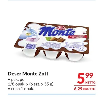 Deser Monte Zott 6-pak 55 g promocja w Makro