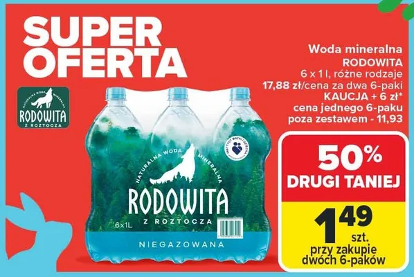 Woda mineralna Rodowita niegazowana promocja w Carrefour