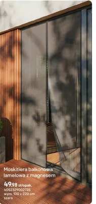 Moskitiera balkonowa lamelowa z magnesem wym. 100 x 220 cm szara promocja w Castorama