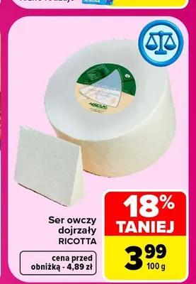 Ser owczy dojrzały Ricotta promocja w Carrefour Market
