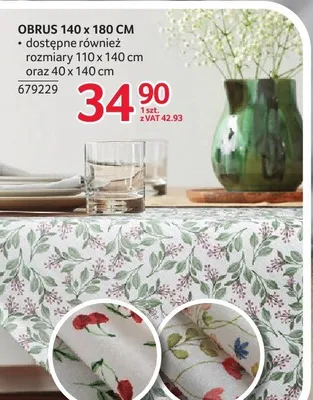 Obrus 140 x 180 cm dostępne rozmiary 110 x 140 cm i 40 x 140 cm promocja w Selgros