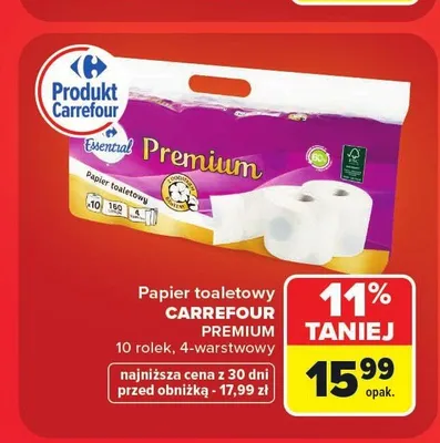 Papier toaletowy Carrefour Premium 10-pak promocja w Carrefour Market