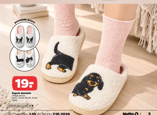 Kapcie damskie promocja w Netto