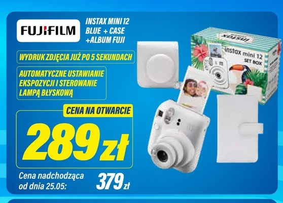 Aparat FUJIFILM Instax Mini 12 Blue + Case + Album Fuji promocja w RTV EURO AGD