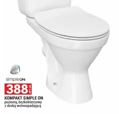 Kompakt WC Simple On poziomy bezkołnierzowy z deską wolnoopadającą promocja w Merkury Market