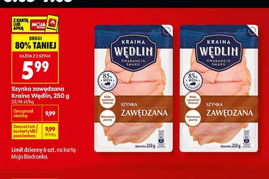 Szynka zawędzana Kraina Wędlin promocja w Biedronka