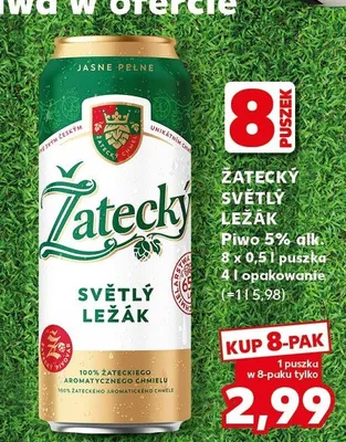 Piwo Žatecký Světlý Ležák 8-pak 500 ml promocja w Kaufland
