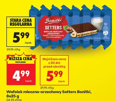 Wafelek mleczno-orzechowy Bonitki Setters promocja w Biedronka