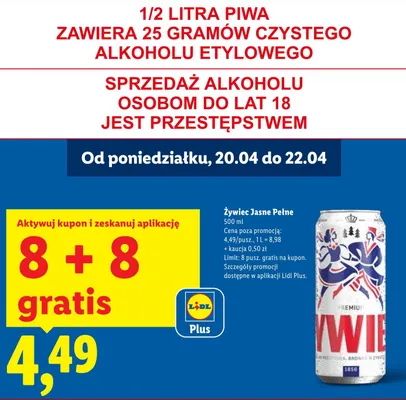 Piwo Żywiec Jasne Pełne promocja w Lidl
