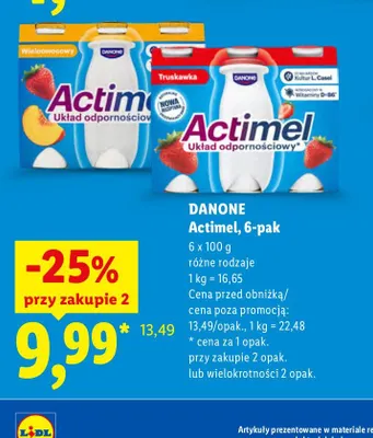 Actimel wieloowocowy 6-pak Danone promocja w Lidl