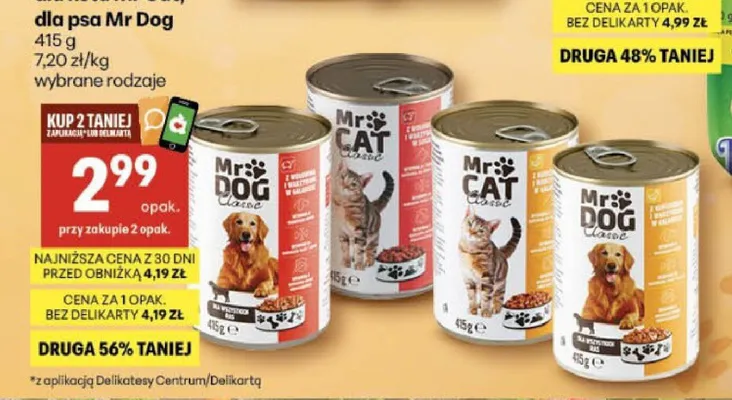 Karma mokra dla kota Mr Cat Classic z drobiem promocja w Delikatesy Centrum