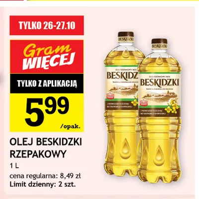 Olej rzepakowy Beskidzki promocja w Gram Market