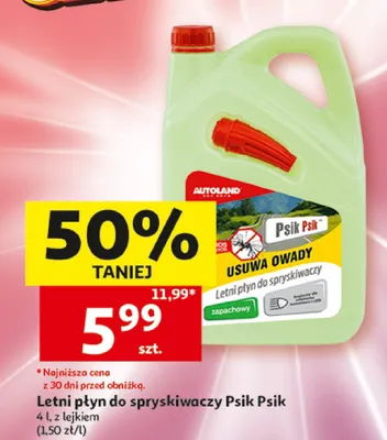 Letni płyn do spryskiwaczy Psik Psik z lejkiem promocja w Auchan