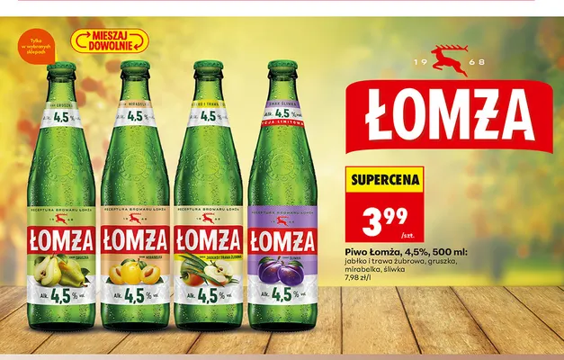 Piwo Łomża 4,5% śliwka promocja w Biedronka