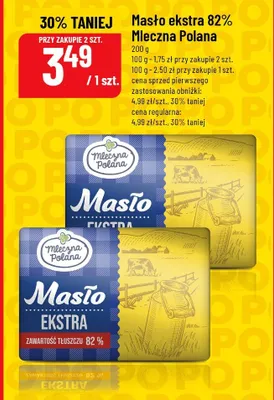 Masło ekstra 82% Mleczna Polana promocja w POLOmarket