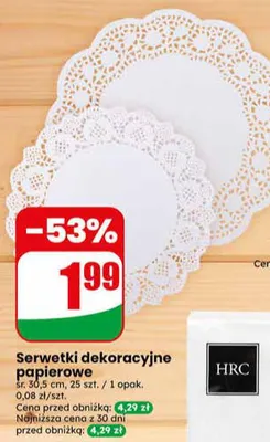 Serwetki dekoracyjne papierowe śr. 30,5cm 25szt. promocja w Dino