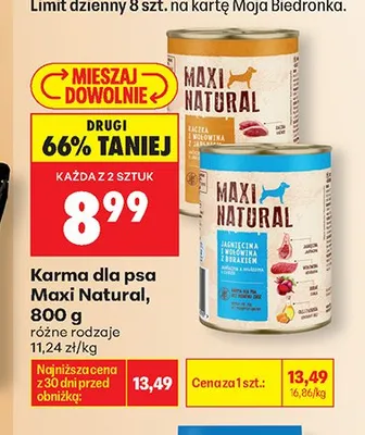 Karma dla psa Maxi Natural promocja w Biedronka