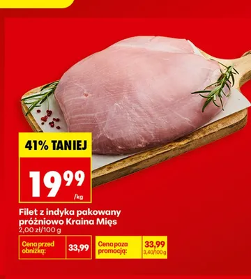 Filet z indyka pakowany próżniowo Kraina Mięs promocja w Biedronka