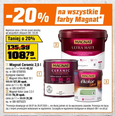 Farba lateksowa Magnat Ultra Matt promocja w OBI