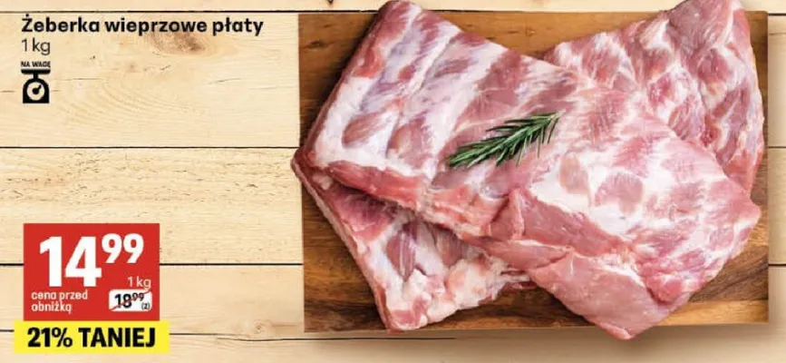 Żeberka wieprzowe płaty promocja w Delikatesy Centrum