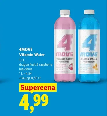 Woda witaminowa 4Move Vitamin Water dragon fruit & raspberry promocja w Lidl