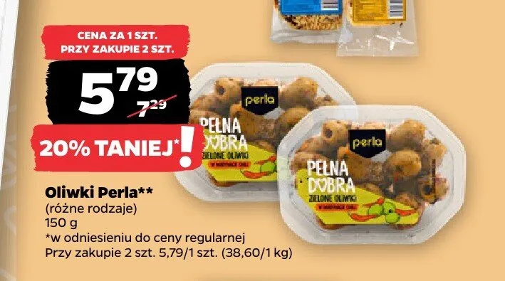 Oliwki zielone z czosnkiem i ziołami Perla promocja w Netto