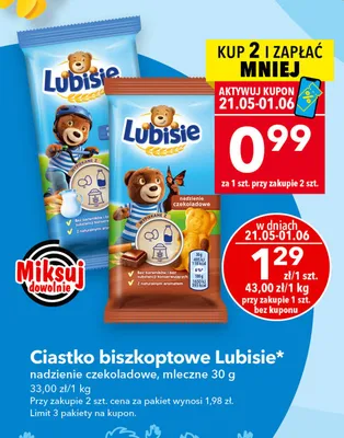 Ciastko biszkoptowe Lubisie nadzienie mleczne promocja w LEWIATAN