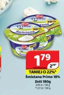 Śmietana Primo Zott 18% promocja w Delfin