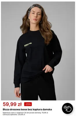 Bluza dresowa loose bez kaptura damska promocja w 4F