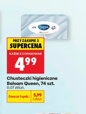 Chusteczki higieniczne Balsam Queen promocja w Biedronka