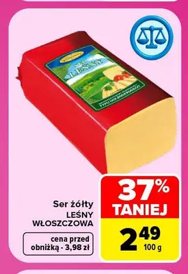 Ser żółty Leśny Włoszczowa promocja w Carrefour Market