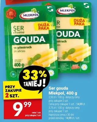 Ser gouda Mlekpol w plastrach promocja w Twój Market
