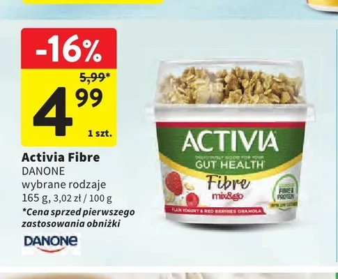 Jogurt Activia Fibre mix&go promocja w Intermarche