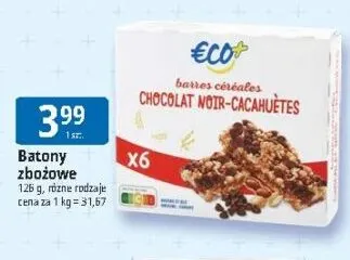 Batony zbożowe Eco+ promocja w Leclerc